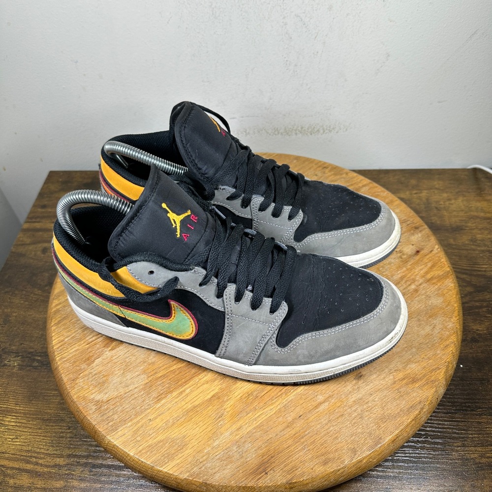 Air Jordan 1 Low SE Mens US 8 Black Gray Yellow Green FN7308-008
